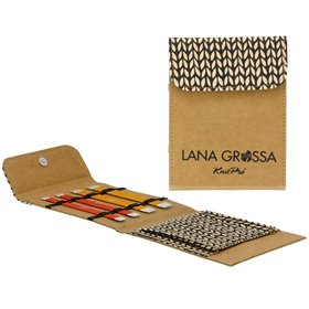 Lana Grossa Носочный спицы, набор, алюминий, Rainbow 15 см (коричневые)